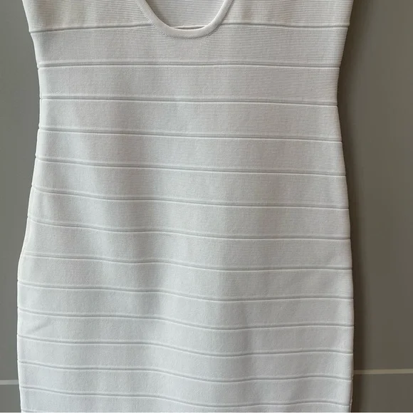 Herve Leger Paris White Bandage Silk Ruffle Trim Formal Cocktail Dress Small - Picture 7 of 11
